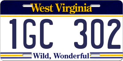 WV license plate 1GC302