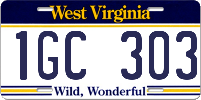 WV license plate 1GC303