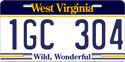 WV license plate 1GC304