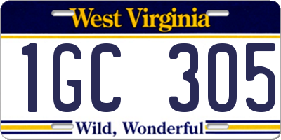 WV license plate 1GC305