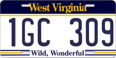 WV license plate 1GC309