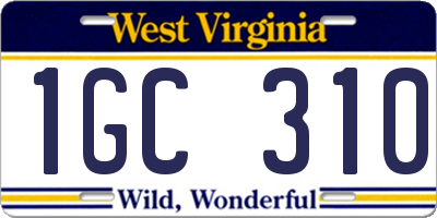WV license plate 1GC310