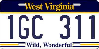 WV license plate 1GC311