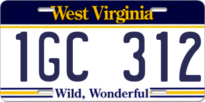 WV license plate 1GC312