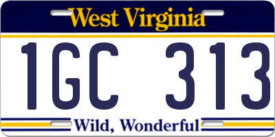 WV license plate 1GC313