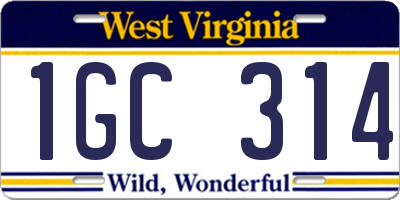 WV license plate 1GC314