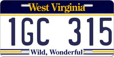 WV license plate 1GC315