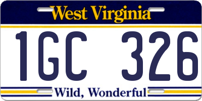 WV license plate 1GC326