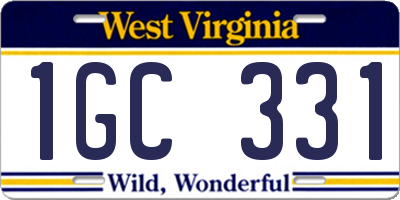WV license plate 1GC331