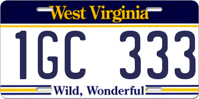 WV license plate 1GC333