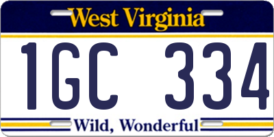 WV license plate 1GC334