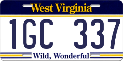 WV license plate 1GC337