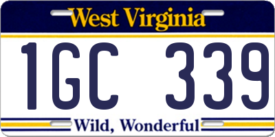 WV license plate 1GC339
