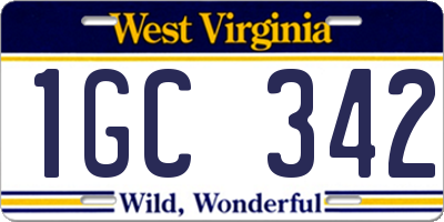 WV license plate 1GC342