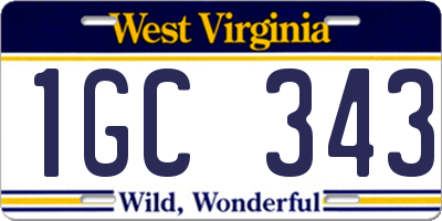 WV license plate 1GC343