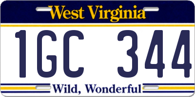 WV license plate 1GC344