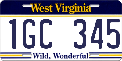 WV license plate 1GC345