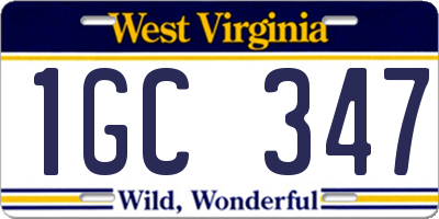 WV license plate 1GC347