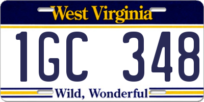 WV license plate 1GC348