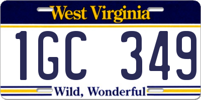 WV license plate 1GC349