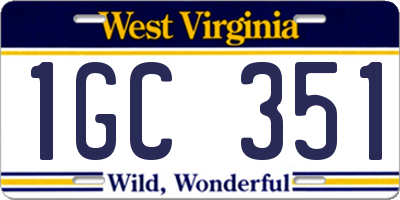 WV license plate 1GC351