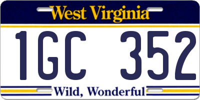 WV license plate 1GC352