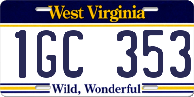 WV license plate 1GC353