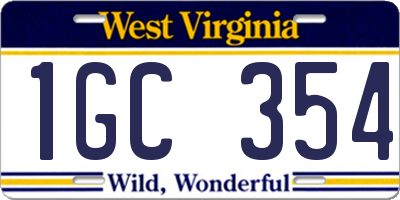 WV license plate 1GC354