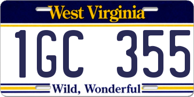 WV license plate 1GC355