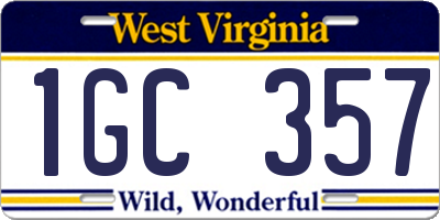 WV license plate 1GC357