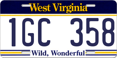 WV license plate 1GC358