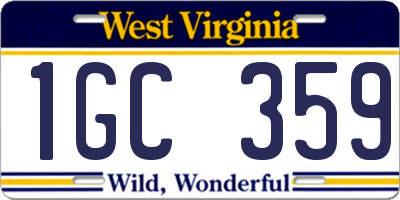 WV license plate 1GC359
