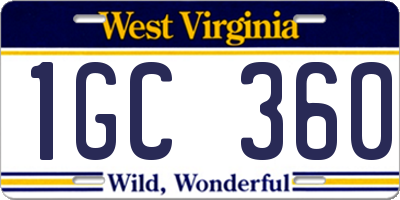 WV license plate 1GC360