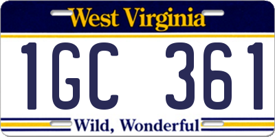 WV license plate 1GC361