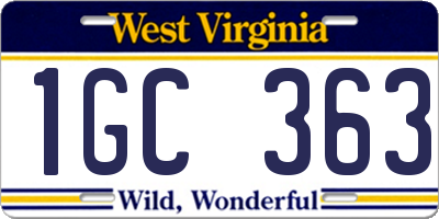 WV license plate 1GC363