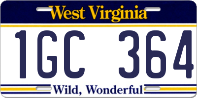 WV license plate 1GC364