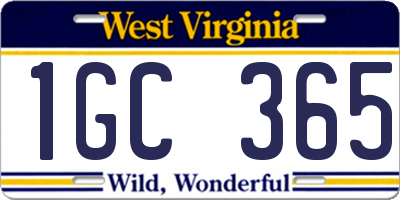 WV license plate 1GC365
