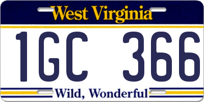 WV license plate 1GC366