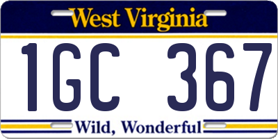WV license plate 1GC367