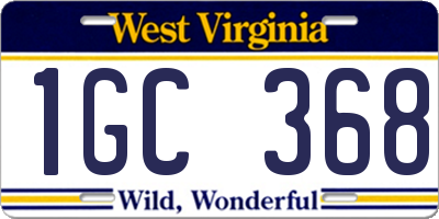 WV license plate 1GC368