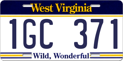 WV license plate 1GC371