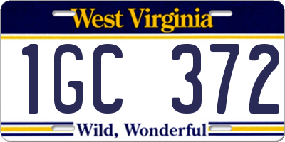 WV license plate 1GC372