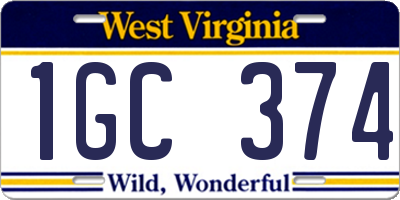 WV license plate 1GC374