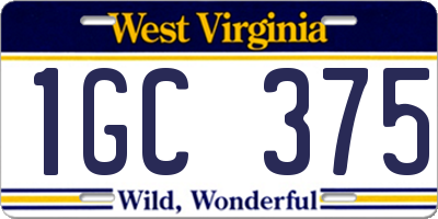 WV license plate 1GC375