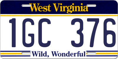 WV license plate 1GC376