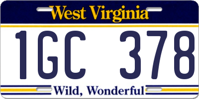WV license plate 1GC378