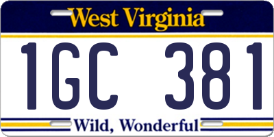 WV license plate 1GC381