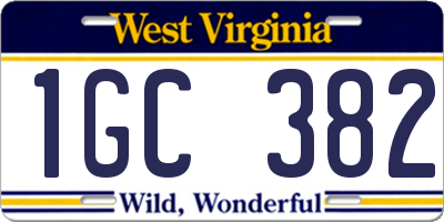 WV license plate 1GC382
