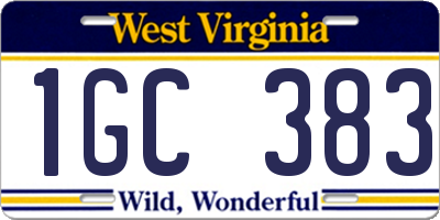 WV license plate 1GC383