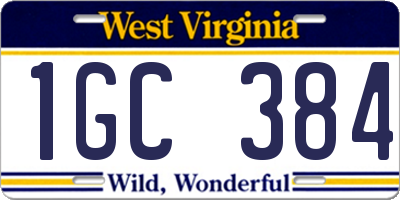 WV license plate 1GC384